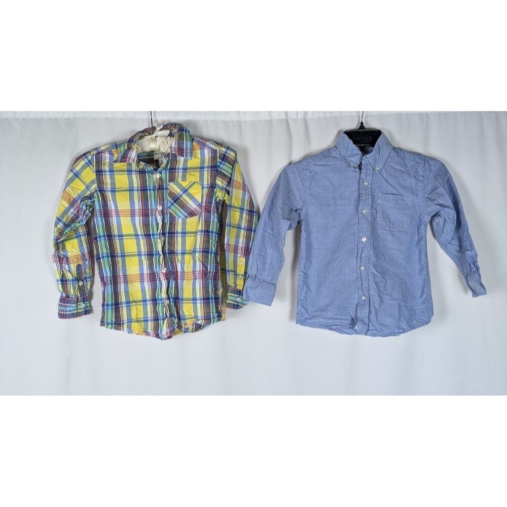 Lot of 2 The Children's Place Boys Size S 5/6 Long Sleeve Button Down Shirts